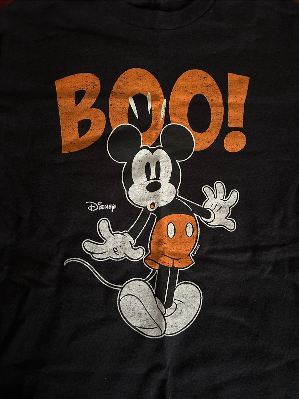 Disney Mickey Mouse BOO! Halloween Graphic Tee Black Short Sleeve Women Size S - Picture 2 of 4